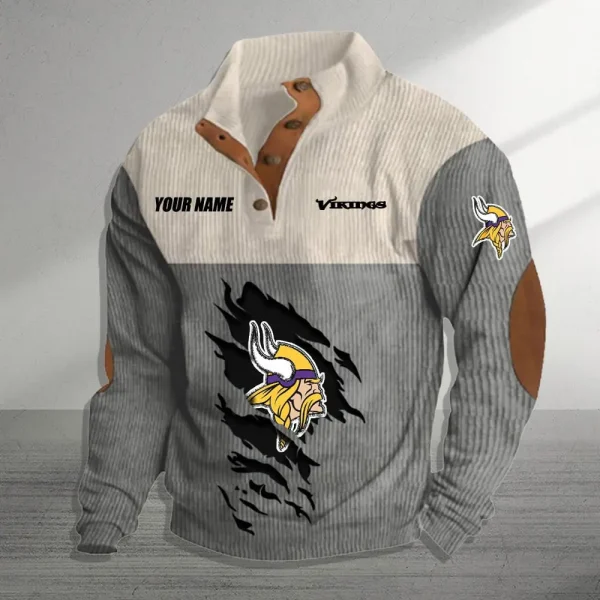 Minnesota Vikings Personalized Stand Collar Double Breasted Hoodie AMCDBH00035 - Image 5