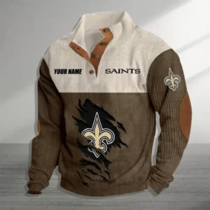 New Orleans Saints Personalized Stand Collar Double Breasted Hoodie AMCDBH00042