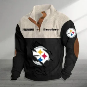Pittsburgh Steelers Personalized Stand Collar Double Breasted Hoodie AMCDBH00045