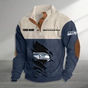 Seattle Seahawks Personalized Stand Collar Double Breasted Hoodie AMCDBH00026