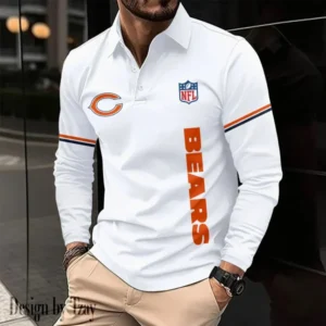 Chicago Bears Personalized Long Sleeve Polo Shirt AMCLSPS0006
