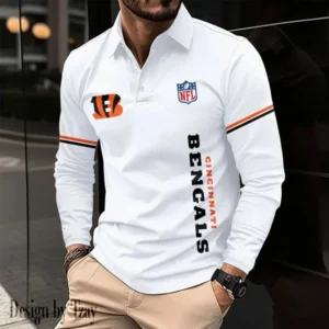 Cincinnati Bengals Personalized Long Sleeve Polo Shirt AMCLSPS0038