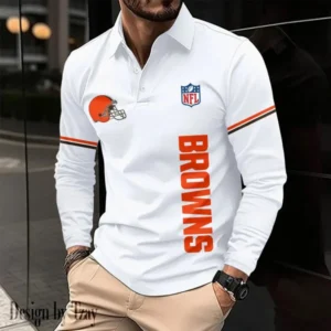 Cleveland Browns Personalized Long Sleeve Polo Shirt AMCLSPS0024