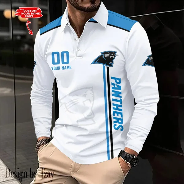 Carolina Panthers Personalized Long Sleeve Polo Shirt AMCLSPS0027