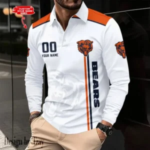 Chicago Bears Personalized Long Sleeve Polo Shirt AMCLSPS0003
