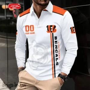 Cincinnati Bengals Personalized Long Sleeve Polo Shirt AMCLSPS0035