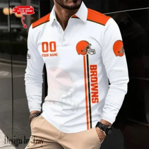 Cleveland Browns Personalized Long Sleeve Polo Shirt AMCLSPS0021