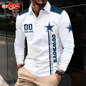 Dallas Cowboys Personalized Long Sleeve Polo Shirt AMCLSPS0008
