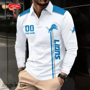 Detroit Lions Personalized Long Sleeve Polo Shirt AMCLSPS0004