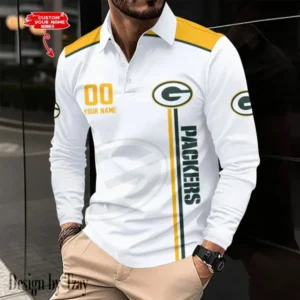 Green Bay Packers Personalized Long Sleeve Polo Shirt AMCLSPS0028