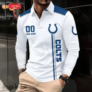 Indianapolis Colts Personalized Long Sleeve Polo Shirt AMCLSPS0036