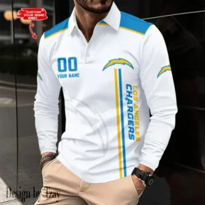 Los Angeles Chargers Personalized Long Sleeve Polo Shirt AMCLSPS0044