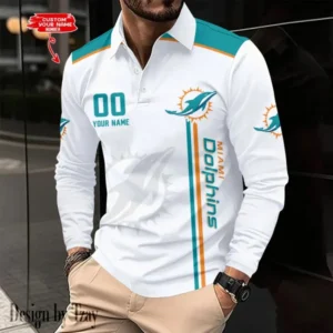Miami Dolphins Personalized Long Sleeve Polo Shirt AMCLSPS0011