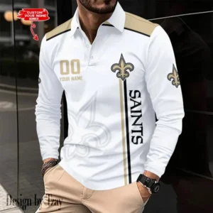 New Orleans Saints Personalized Long Sleeve Polo Shirt AMCLSPS0034