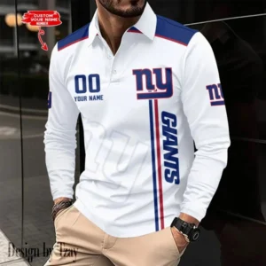 New York Giants Personalized Long Sleeve Polo Shirt AMCLSPS0014