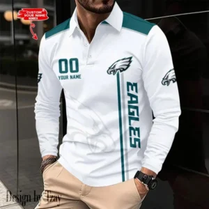 Philadelphia Eagles Personalized Long Sleeve Polo Shirt AMCLSPS0039