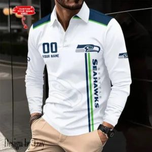 Seattle Seahawks Personalized Long Sleeve Polo Shirt AMCLSPS0018
