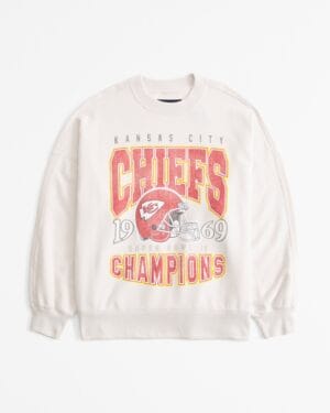 Kansas City Chiefs Graphic Oversized Sunday Women Sweatshirt Crew AMCWSS0024