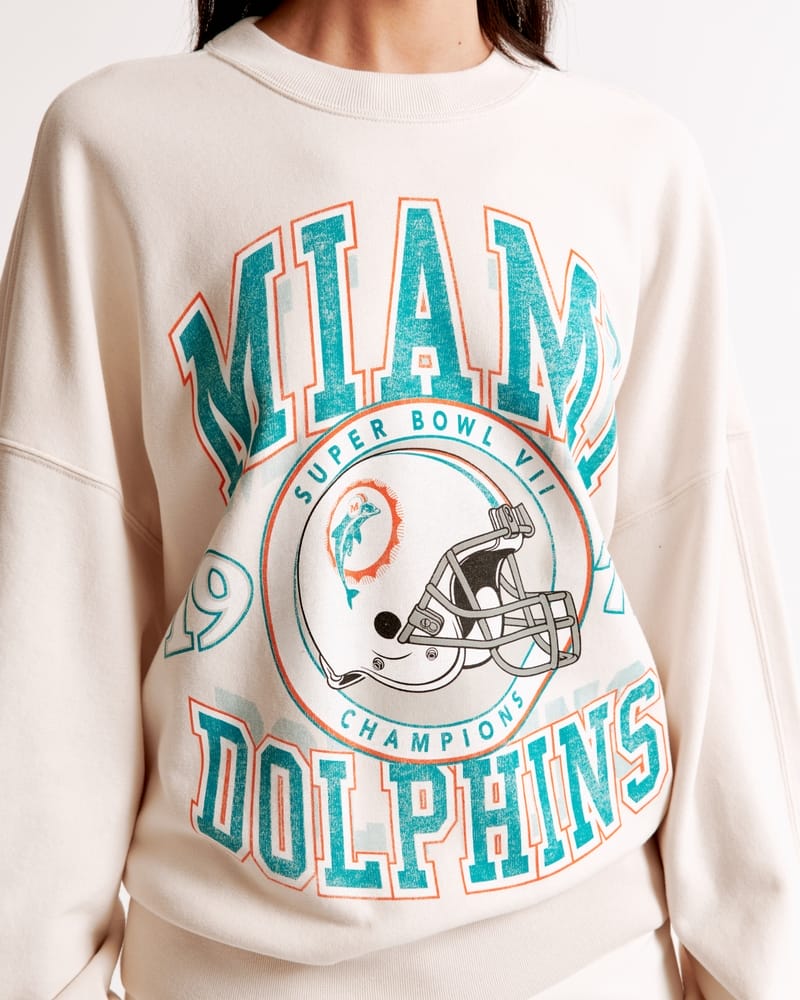 Miami Dolphins Graphic Oversized Sunday Women Sweatshirt Crew AMCWSS0013 - Image 2