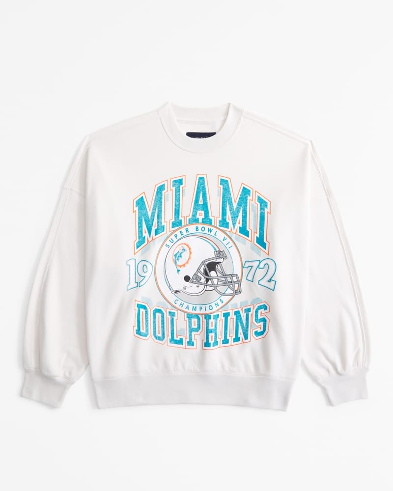 Miami Dolphins Graphic Oversized Sunday Women Sweatshirt Crew AMCWSS0013