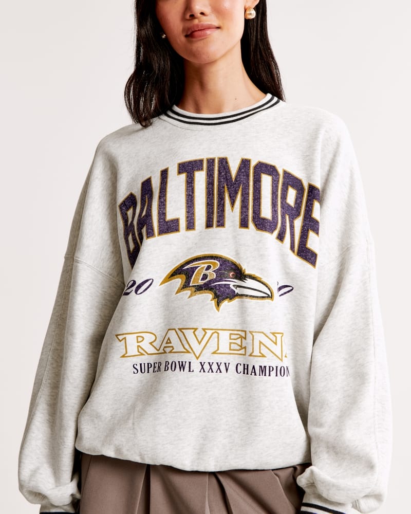 Baltimore Ravens Graphic Oversized Sunday Women Sweatshirt Crew AMCWSS0014 - Image 2