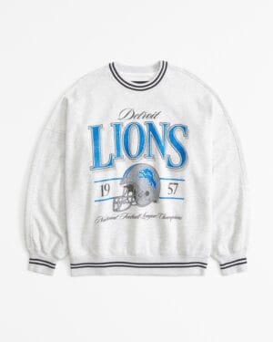 Detroit Lions Graphic Oversized Sunday Women Sweatshirt Crew AMCWSS0016