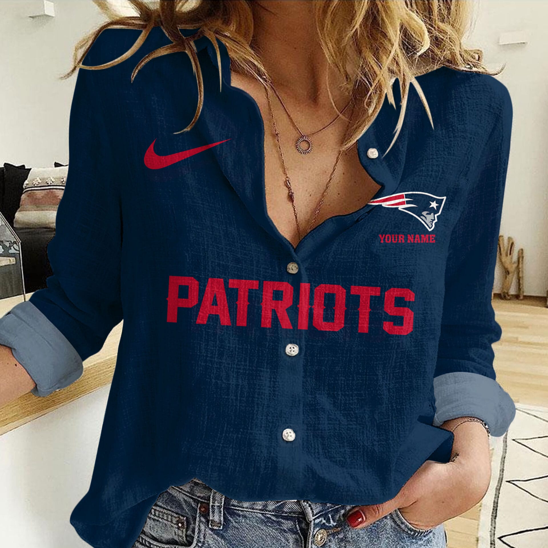 New England Patriots Personalized Woman Shirt AMCLWS000004