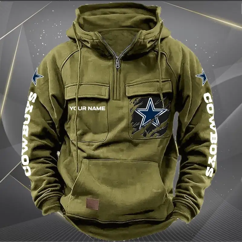 Dallas Cowboys New Personalized Multi Pockets Zip Hoodie AMCMZHD000040 - Image 4