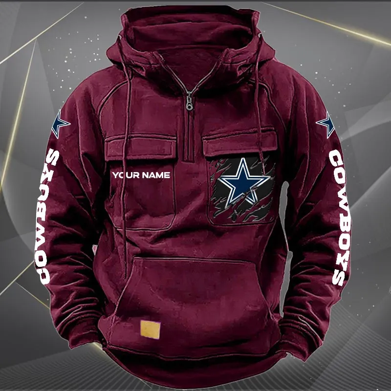 Dallas Cowboys New Personalized Multi Pockets Zip Hoodie AMCMZHD000040 - Image 5