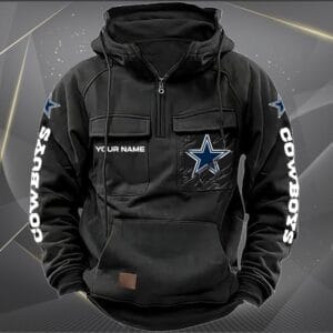 Dallas Cowboys  New Personalized Multi Pockets Zip Hoodie AMCMZHD000040