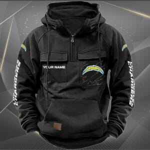 Los Angeles Chargers New Personalized Multi Pockets Zip Hoodie AMCMZHD000049