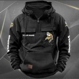 Minnesota Vikings  New Personalized Multi Pockets Zip Hoodie AMCMZHD000052