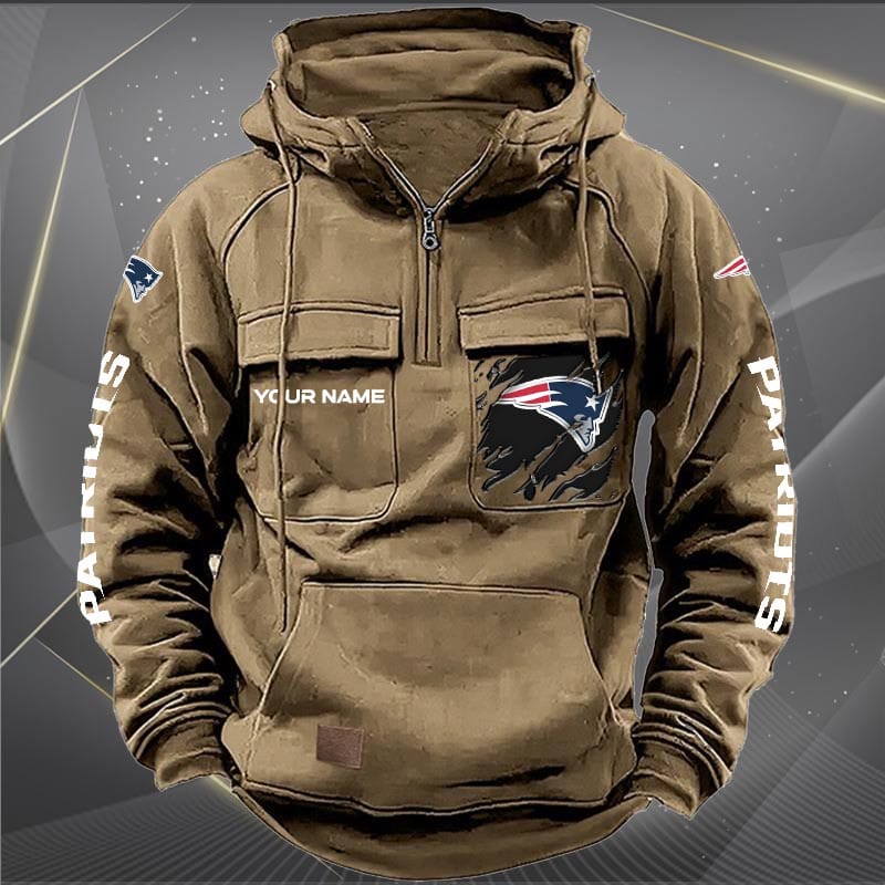 New England Patriots New Personalized Multi Pockets Zip Hoodie AMCMZHD000053 - Image 3