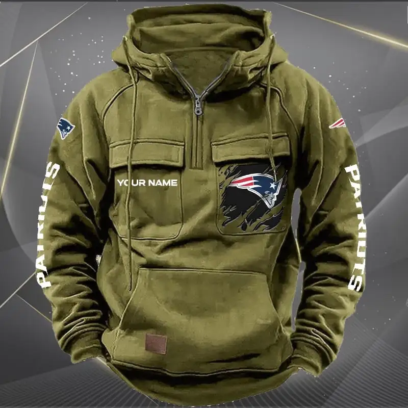 New England Patriots New Personalized Multi Pockets Zip Hoodie AMCMZHD000053 - Image 4