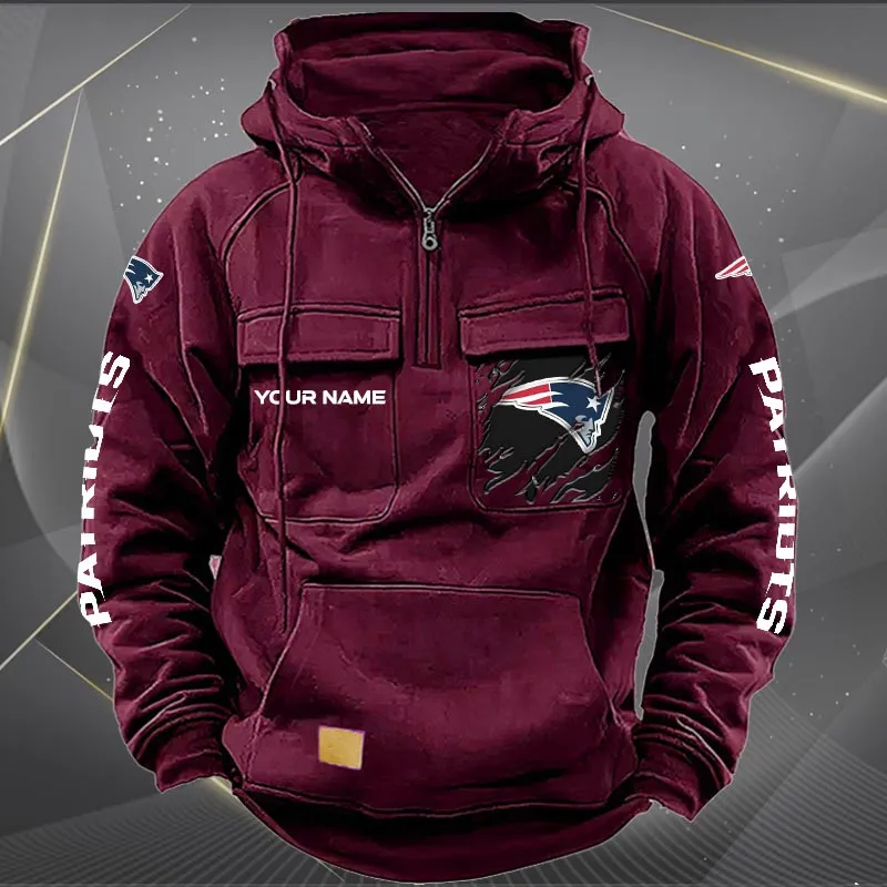 New England Patriots New Personalized Multi Pockets Zip Hoodie AMCMZHD000053 - Image 5