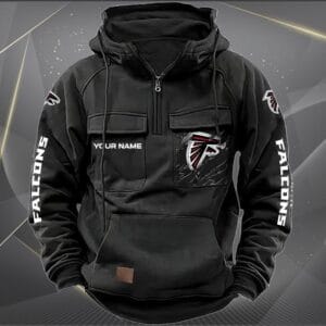 Atlanta Falcons  New Personalized Multi Pockets Zip Hoodie AMCMZHD000034