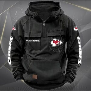 Kansas City Chiefs New Personalized Multi Pockets Zip Hoodie AMCMZHD000047