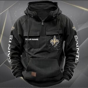 New Orleans Saints New Personalized Multi Pockets Zip Hoodie AMCMZHD000054