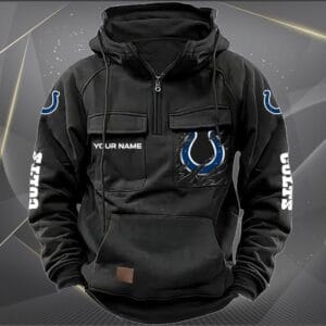 Indianapolis Colts  New Personalized Multi Pockets Zip Hoodie AMCMZHD000045