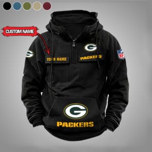 Green Bay Packers New Personalized Multi Pockets Zip Hoodie AMCMZHD000021