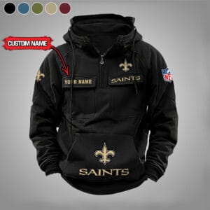New Orleans Saints New Personalized Multi Pockets Zip Hoodie AMCMZHD000029
