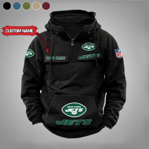 New York Jets New Personalized Multi Pockets Zip Hoodie AMCMZHD000031