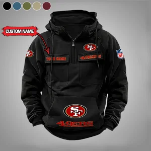 San Francisco 49ers New Personalized Multi Pockets Zip Hoodie AMCMZHD000004