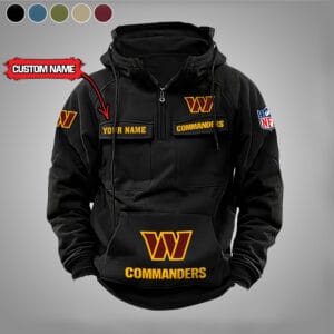 Washington Commanders  New Personalized Multi Pockets Zip Hoodie AMCMZHD000008