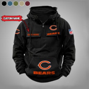 Chicago Bears  New Personalized Multi Pockets Zip Hoodie AMCMZHD000015