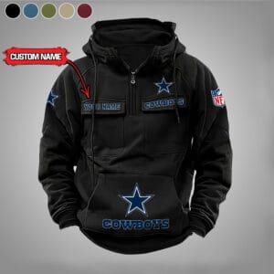 Dallas Cowboys  New Personalized Multi Pockets Zip Hoodie AMCMZHD000018