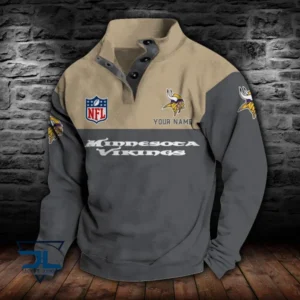 Minnesota Vikings Personalized Stand Collar Double Breasted Hoodie AMCDBH00069