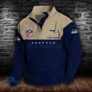 Seattle Seahawks Personalized Stand Collar Double Breasted Hoodie AMCDBH00066