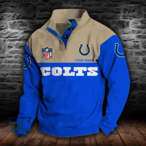 Indianapolis Colts Personalized Stand Collar Double Breasted Hoodie AMCDBH00077