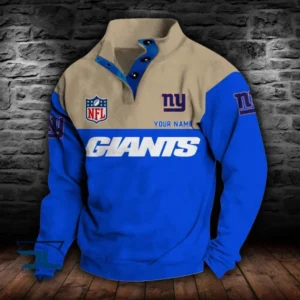 New York Giants Personalized Stand Collar Double Breasted Hoodie AMCDBH00063